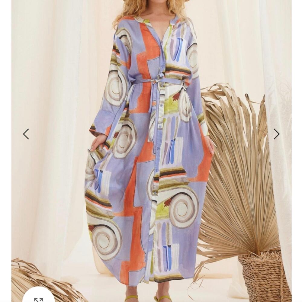 KNL Greece Light Purple Ariadne Satin Maxi Dress Print Kion ONE SIZE - NO BELT